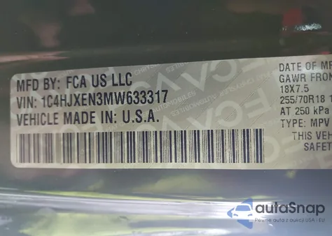 2021 Jeep Wrangler Unlimited Sahara Altitude 4X4 из США, поврежденный, VIN 1C4HJXEN3MW633317